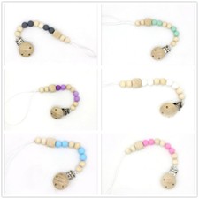 DIY 1pcs Wooden Baby pacifier Clips Silicone Beaded Soother Baby pacifier chain Pacifier price