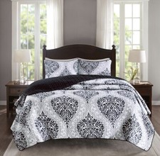 2 Piece Quilt Coverlet Bedspread Ultra Soft Printed Damask Pattern, Twin/TwinXL Quilt price