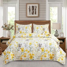 Jarson 3-Piece Floral Quilt Set Twin Size,Lightweight Twin, Yellow Green Quilt price