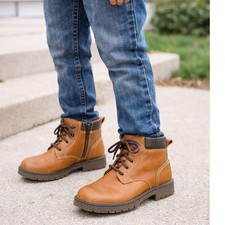 Johnston & Murphy Boys Tan Leather Lace Up Side Zip Boots Size 3 M Jongens laarzen price