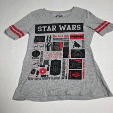 Star Wars T-Shirt Girls XL Gray Dark Side Darth Vader Graphic Stripe Sleeve Meisjes T-shirt price