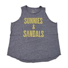 Grayson Threads Womens XXL Gray Sunnies & Sandals Graphic Tank Top Casual Dames hemdje price