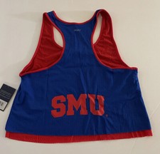 SMU Mustangs Womens Tank Top M NEW Blue Mesh Double Layer Back Spellout Dames hemdje price