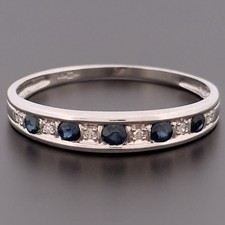 9ct White Gold Sapphire & Diamond Eternity Band Ring Size R Hallmarked Diamant Eternity Ring price