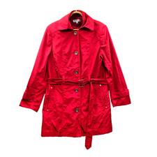 Noni B Jacket Womens Trench Coat Size L Red Long Sleeve Collared Tie Pockets Dames Trench Jas price