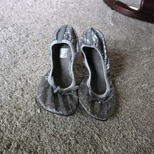 Girls Silver Sequin Ballet Flats - Sparkle Scruntch Slip-Ons Meisjes ballerina's price