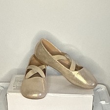 Girls Gold Glitter Ballet Flats, Round Toe, Slip On, Glitter, Size 2 Meisjes ballerina's price