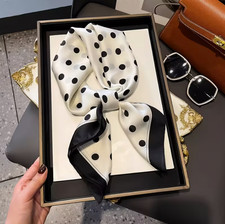 Polka Dot Fashion Scarf,Soft,Silk, Multi‑Functional,Headscarf/Shawl/White Headscarf price