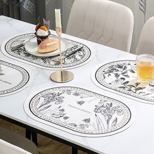 Leather Placemat Oval Oil-Proof Table Mat Home Dining Kitchen Table Placemat Dining & Keuken Tafel price