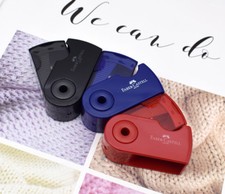 3PCS FABER-CASTELL Pencil Sharpener Set  Push-Creative Black Red Blue Art School Potlood Sharpener price