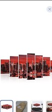 Multi-Panel City Skyline Print Red/Black Horizontal Wall Art for Adults Meerdelige / forex wanddecoratie price