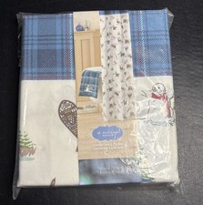 NEW FABRIC Christmas Cabin Deer Bear Snowman Shower Curtain St. Nicholas Square Douche Cabin price