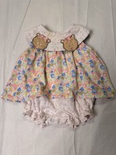 Miniwear Baby Girl Floral Bear Bubble Romper Dress Overlay Pink Polka Dot 0 -3M Baby romper price