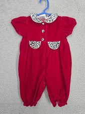 Baby Girl 3-6 Months Red Velvet Romper Rose Cottage Puff Sleeve One Piece Baby romper price