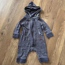 7 for All Mankind Navy Striped Zip Up Baby Romper With Denim Accents 0-3 Month Baby romper price