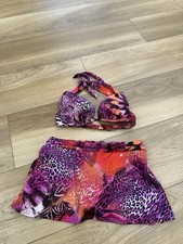 Venus Multicolor Leopard Print Lined Halter Bikini Set Skirt Bottoms M B Bikini price