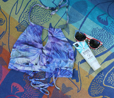 Athleta Kailua High Neck Swim Bikini Top Swimwear Purple Blue S SMALL Bikini price