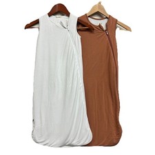 Kyte Baby 1.0 Tog 6-18 Mos. Original Bamboo Sleep Sacks Bundle (2) White/ Brown Bedding Set / Sleep Set price