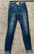 FRAME Denim Le High Skinny Jeans Blue Heren Raw Distressed Hem Size 25 Heren Jeans / Denim Broek price