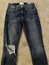 FRAME Le High Skinny Raw Hem Medium Wash Destroyed Stretch Denim Jeans 26 Womens Heren Jeans / Denim Broek price