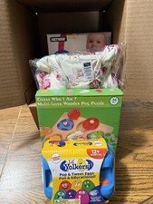 New Baby Toddler Gift Bundle Sleep Sack Wooden Puzzle Lil Yolkers Eggs Book Baby Sleep Sack price