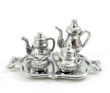 Dolls House Silver Tea Set Victorian Dining Sitting Room Accessory 1:12 Scale Dining Kamer Set / Set price
