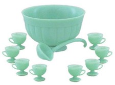 Dolls House Jadite Punch Bowl Set Chrysnbon Dining Room Party Tableware 1:12 Dining Kamer Set / Set price