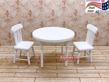 1/12 Miniature White 3pcs Dining Room Round Table Chair Set Dollhouse Furniture Dining Kamer Set / Set price