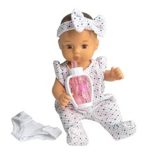 American Girl Little Bitty Baby Doll 7.7" Outfit Top Pant Headband Diaper Bottle Baby Broek price