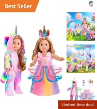 18 Inch Doll Clothes Set Unicorn Rainbow Hair Clip Headband Accessories Pink Haarspelden, diademen & haarbanden price