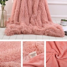 Soft Faux Fur Throw Blanket Reversible Warm Plush Shaggy for Bed Sofa - 31x47 in Bankplaid price