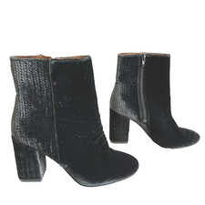 Lucky Brand Wesson Women's Velvet Boots Dark Gray Block Heels 8 Dameslaarzen price