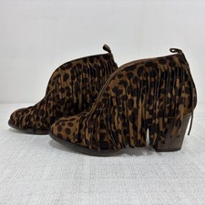 Mobwife Mata Leopard Suede Fringe Ankle Boots Women’s Size 7.5 Animal Print EUC Dameslaarzen price
