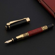 Luxury Fountain Pen in Black and Gold and 10 Ink Cartridges Set - 0.7mm Nib UK Fountain Pen price