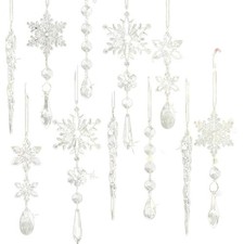 10pcs Acrylic Crystal Christmas Ornaments Set - Shiny Snowflake and Icicle1708 Kerstdecoraties en accessoires price