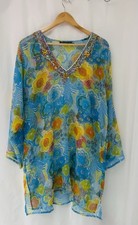 Womens Floral Kaftan Beach Cover Up Tunic Top One Size Sequin Boho Tie Rack Plaj Giysisi price