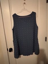Xl Ladies Dusty Blue Sheer Swim/ Beach Cover Up Swiss Dot Pattern Side Pockets Plaj Giysisi price