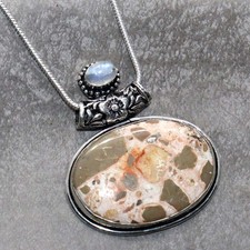 Xtreme Asteroid Jasper Rainbow Moonstone Necklace Gemstone Size 17" AU z739 Ketting met gekleurde stenen price