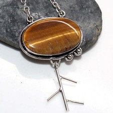 925 Silver Plated Tiger Eye Jewellery Necklace Handmade Gemstone Size 16" MJ Ketting met gekleurde stenen price