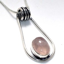 925 Silver Plated Rose Quartz Jewellery Necklace Handmade Gemstone Size 18" MJ Ketting met gekleurde stenen price