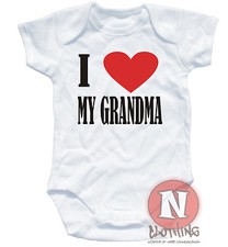 Naughtees Clothing Babygrow I Love My Grandma White Cotton Baby Grow Babysuit Babyvest price