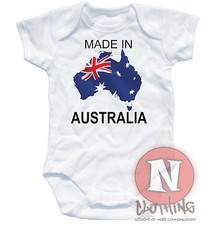 Naughtees Clothing Babygrow Made In Australia White Cotton Babysuit Baby Grow Babyvest price