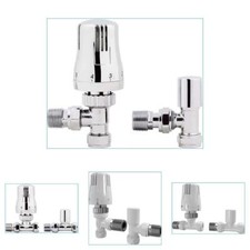 Radiator Valves X2 Thermostatic Angled Straight Heated Towel Rail Chrome White Havlupan price