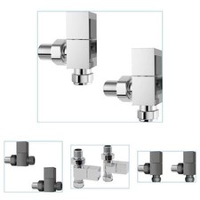 Radiator Valve X2 Square Straight Angled Heated Towel Rail Designer Chrome Taps Havlupan price