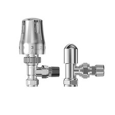 Radiator Valves X2 Thermostatic Chrome Angled Heated Towel Rail TRV 15mm Taps Havlupan price