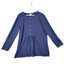 J Jill Modest Button Neck Tunic Top Lagenlook Long Sleeve Casual Navy Womens XL Modest tuniek price