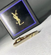 Auth [Beautiful] Yves Saint Laurent YSL bar gold & Matte silver tie clip Gift Dasspeld price