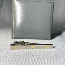 Auth beautiful Dunhill tie clip d gold & matte silver line bar pin Gift Dasspeld price