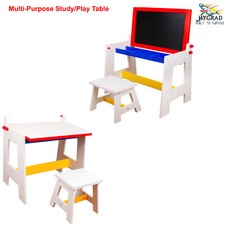 Kids Table & Stool Set Blackboard Art Easel Study Desk Drawing Colouring Desk Kinderbureau price