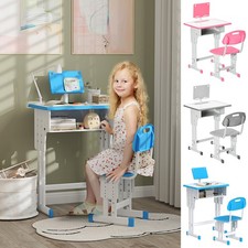 Kids Desk and Chair Set Height Adjustable Study Table W/ Storage Book Stand Kinderbureau price